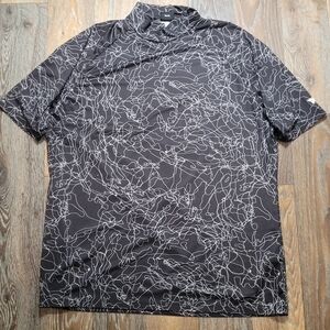 PXG Mens Large Shirt Short Sleeve Mock Neck Black White